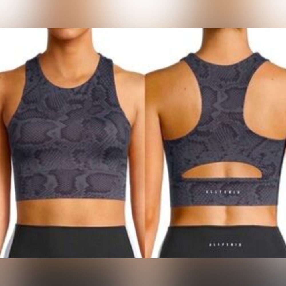 AllFenix Snakeskin Sports Bra Racerback Blue Black Cropped Activewear M